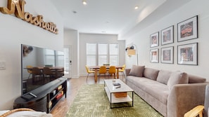 Natural light flowing through large living area