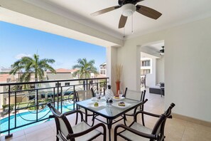 The perfect spot for outdoor relaxation: our balcony with cozy seating.
