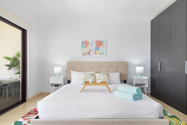 Indulge in luxury and comfort in our spacious king bedroom.
