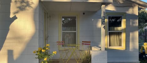 Front entry has a bistro set you can use for morning or evening libations.