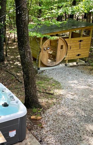 Sauna/Hot Tub are open 24/7/365! The plunge pool and outdoor shower are open seasonally Mid April - Mid Oct. Our 'spa guy' comes by every Friday between the hours of 10am & 4pm to balance the chemicals and ensure water cleanliness!