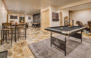 Game room - pool, foosball, shuffleboard, air hockey, darts, card table, games