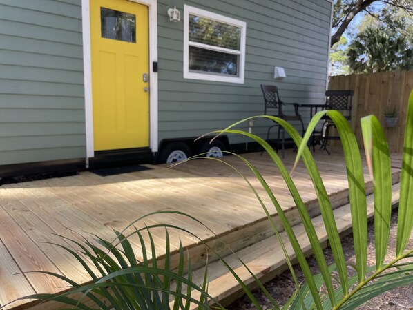 Large private deck to enjoy your morning coffee or evening wine.