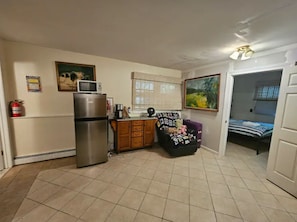 Food prep area and entertainment center