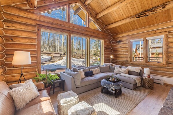 Comfortable living room flooded with natural light