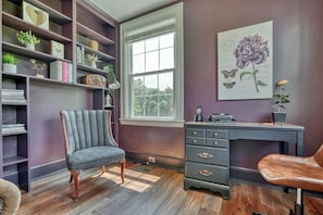 Office, library and sitting room.