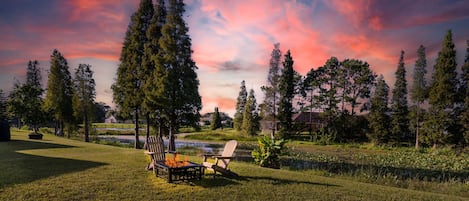 Backyard Oasis with Alpine Chairs, Fire Pit, Beautiful Sunsets, Wildlife, & Lake