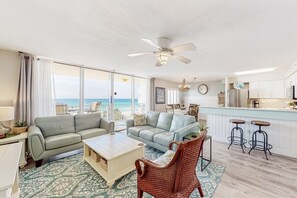 Open Living Area with Beach View