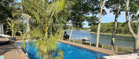 Waterfront Paradise 
salt water heated pool over looking mattituck inlet