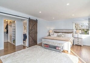 Primary suite with king sleep number bed large custom closet