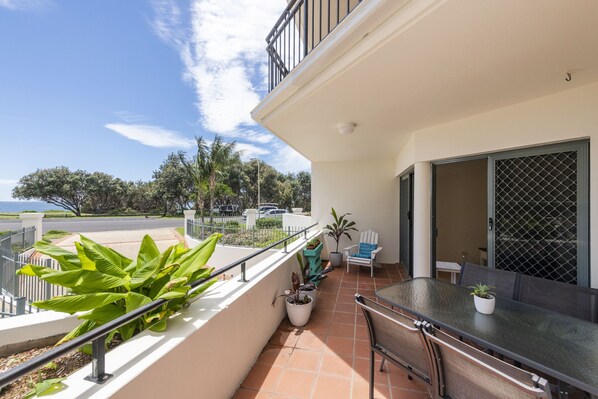 Balcony with beach views