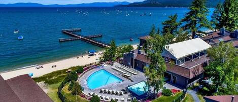 Aerial View of the Lakeside Pool Pool and Lake