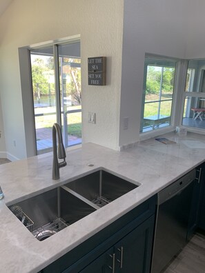 Kitchen double sink. 