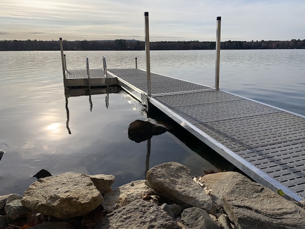 New Shore Master dock system is 16 feet long by 8 feet wide at the end. 