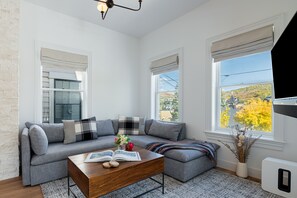 2nd / main level living room with mountain views