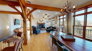 Open floor plan of the Dining Room into the Living Room