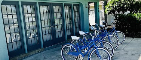 Ride in style on 4 Beach cruiser bikes included with the home.