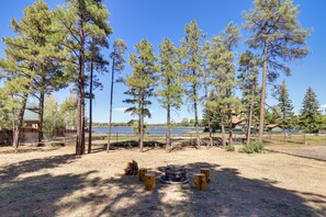 Backyard | Rainbow Lake Views | Fire Pit | Private Shoreline