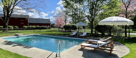 Take a dip in the heated pool