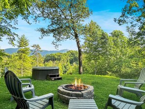 Lower 40 fire pit closeup w view