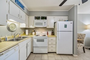 A fully stocked kitchen makes meal preparation a breeze.