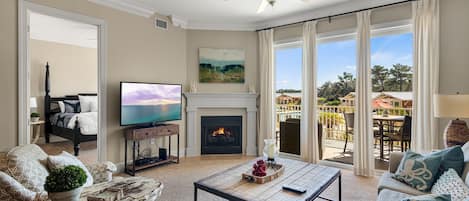 First floor unit, with beautiful view of the pools. 