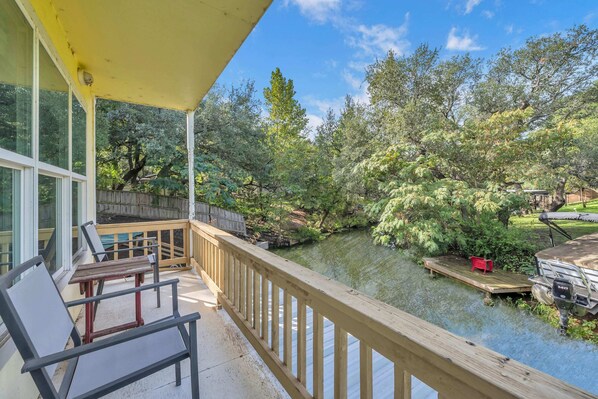 Enjoy the peaceful patio off the river house