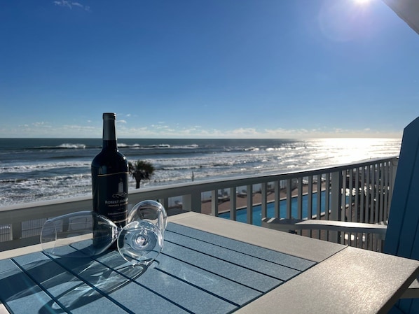 Evening wine on the balcony is a must.