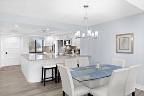 Dining table with seating of up to six guests