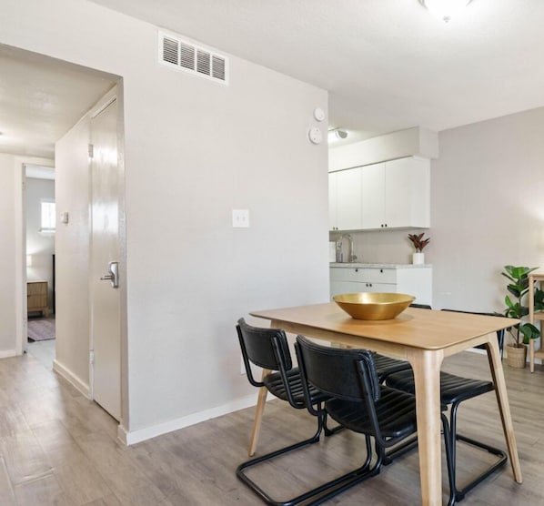 Dining area for four just off the kitchen