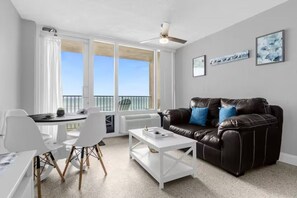Dining and living area overlooking the beach.