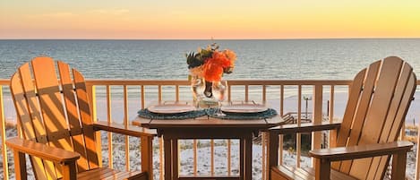 Beautiful gulf front balcony with comfortable furniture