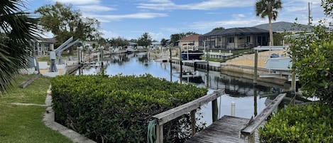 Enjoy the sunset from the yard or dock area. Or even fish from your yard.