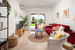 living room with access to the garden incredible sea views mijas