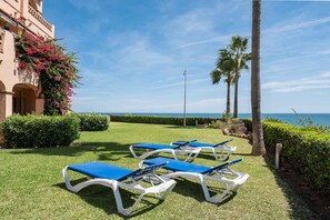 access to the garden from the terrace sea views direct beach access