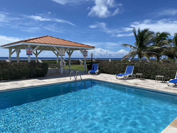 The pool just steps away from the condo.