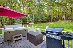 Deck | Private Hot Tub | Outdoor Dining Area | Gas Grill | Pets Welcome w/ Fee