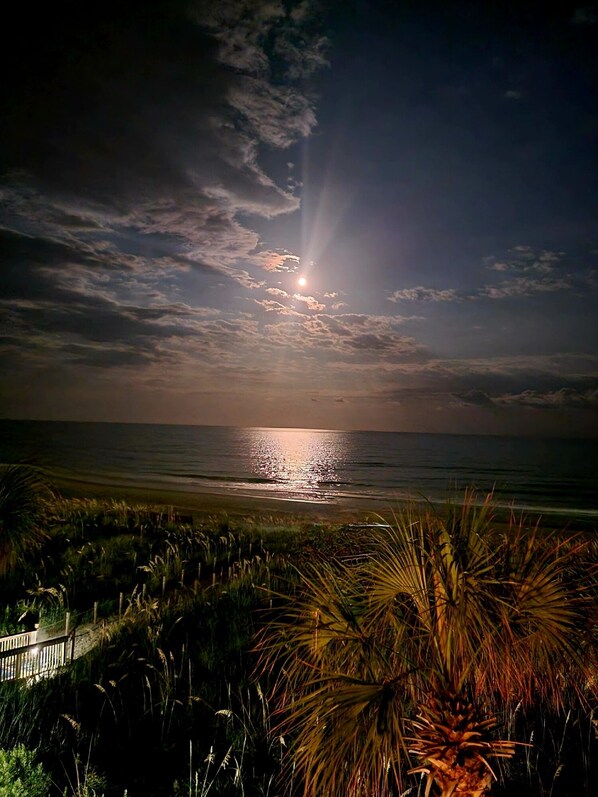 Moon view at night from balcony