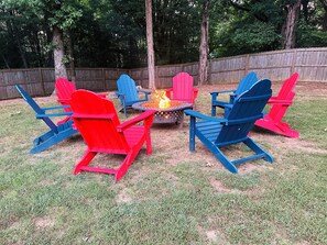 Relax and soak in the laughter of friends and family while enjoying the fire pit
