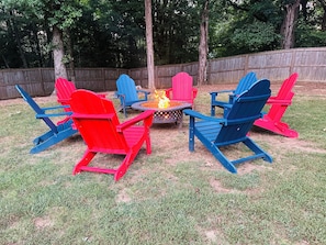 Relax and soak in the laughter of friends and family while enjoying the fire pit