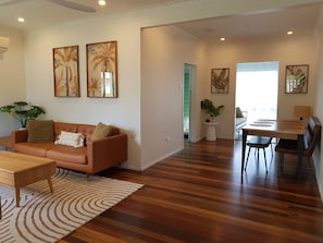 Open Plan living, dining area.