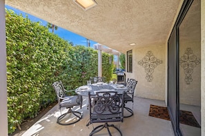 Shaded Back Patio with Grill & Outdoor Dining