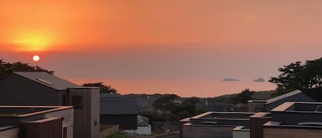 Sunset over the coast from the balcony