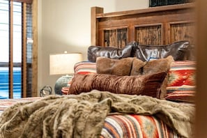 Plush bedding throughout the home.