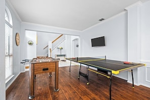 Ideal for families staying due to insurance relocations, the game room offers foosball and ping pong. After dining at Haywire or stocking up at Walmart, enjoy some fun in this entertainment-filled space