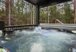 Let the bubbly bliss of our hot tub melt away your stress, surrounded by nature's whisper.