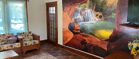 This mural is the inspiration for the entire space. I love sitting in this comfortable room enjoying the tranquility of this mural.