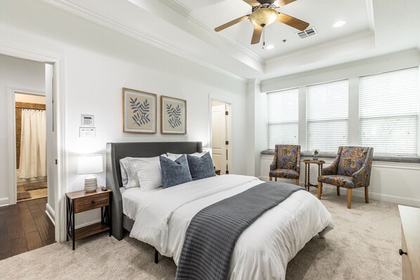 Unwind in luxury with this peaceful master bedroom!