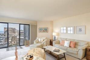 Living Room with Ocean View and HDTV