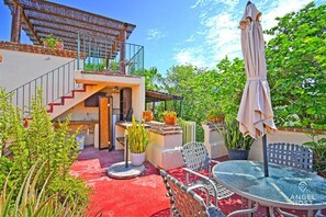 One of many outdoor dining tables